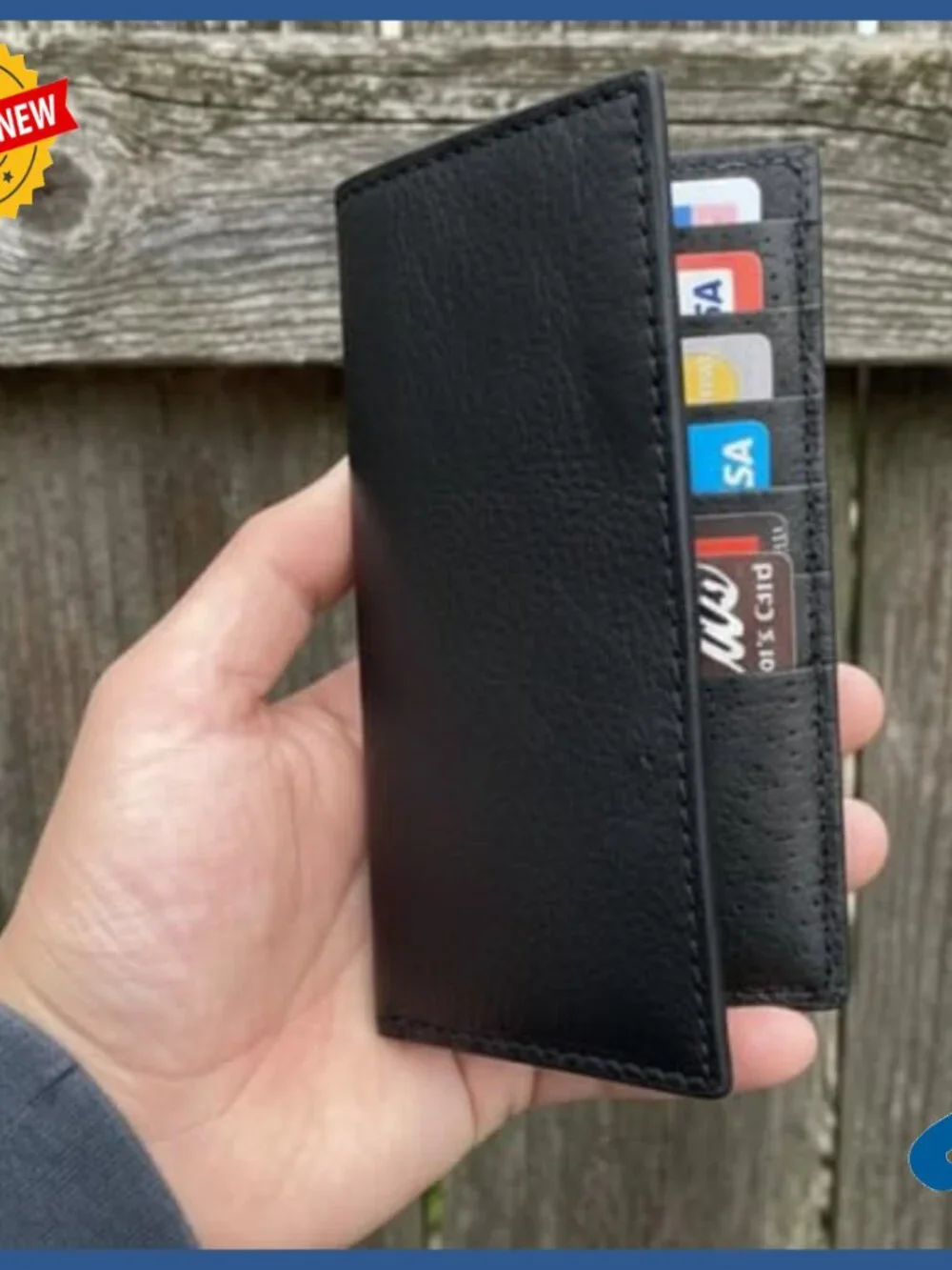 Genuine Buffalo Bison Leather Long Checkbook Wallet Slim Profile RFID Protected